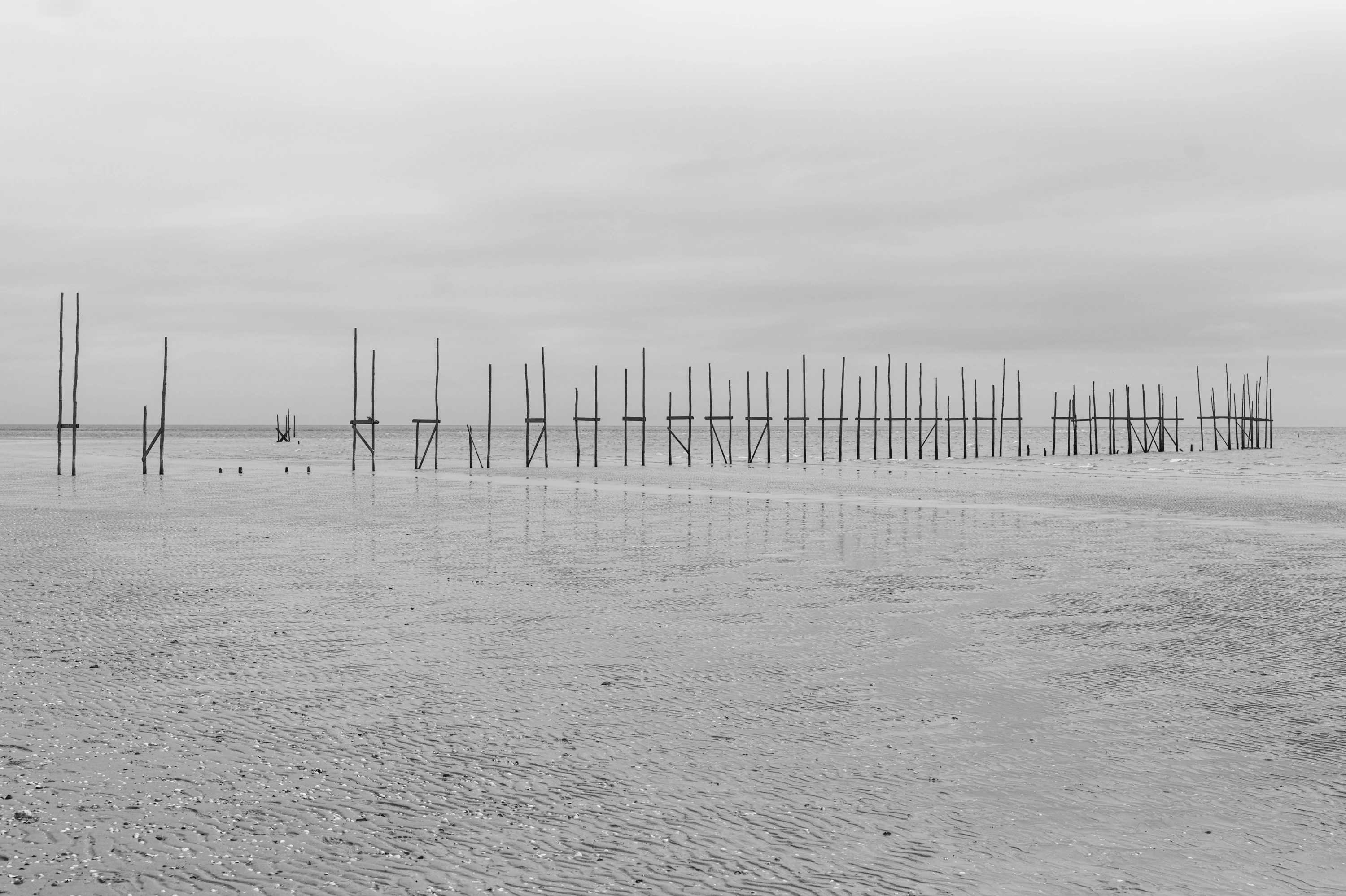 Old pier in Vliehors in Vlieland, the Netherlands. 